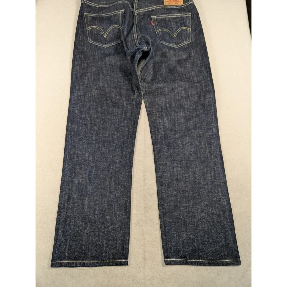 Levi's 501 Button Fly Classic Straight Leg Mens Jeans Dark Blue Size 38‎